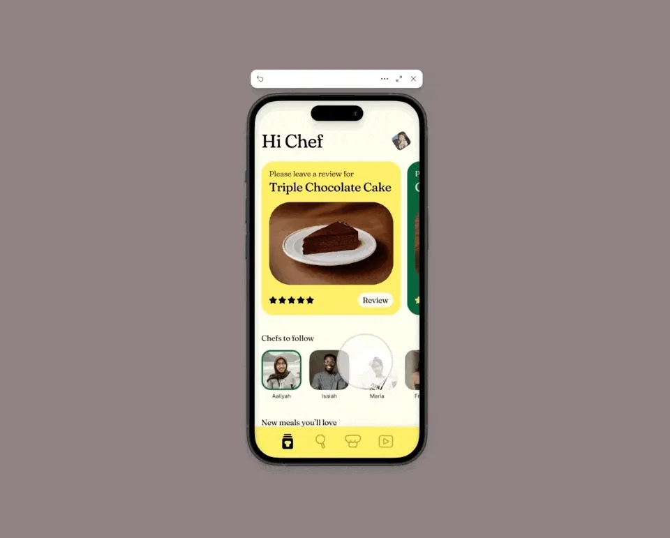 Figma AI 在食譜 App 介面中產生擬真的圖片內容