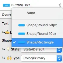 Overrides 面板的 Shape 下拉選單，可切換直角或圓角造型