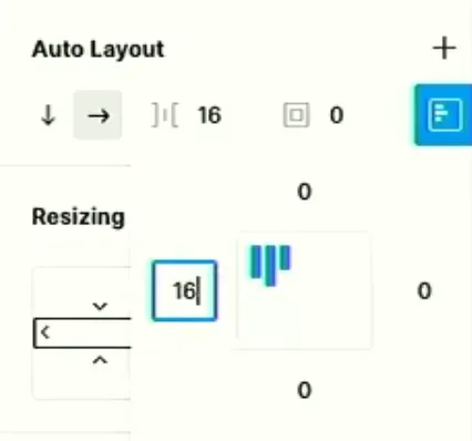 在 Auto Layout 面板中個別調整左右內距
