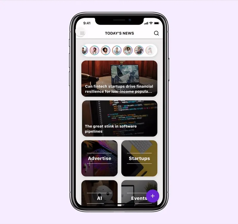 用互動原型示範新聞 App 的選單與頁面轉場